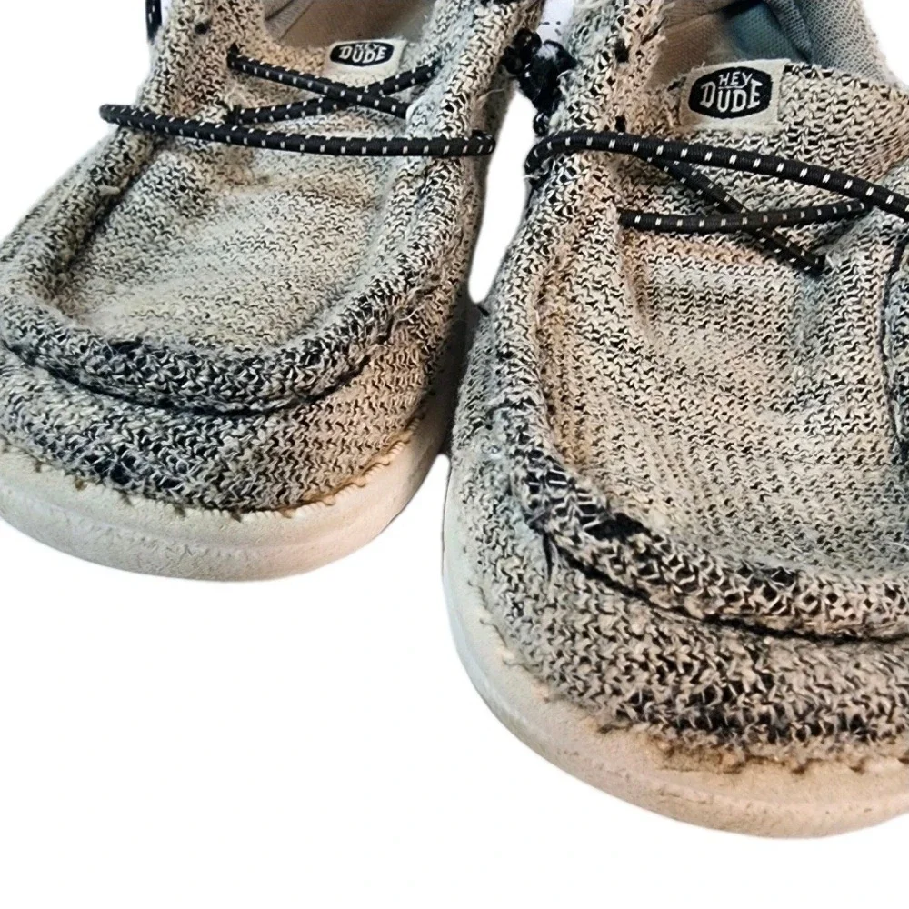 Hey Dude Wally Youth Kids‎ Shoes Gray Knit Slip On Casual Sneakers Size 12